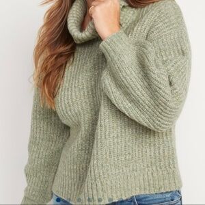 Old Navy || Green Wool Blend Shaker-Stitch Turtleneck Sweater; Size XL